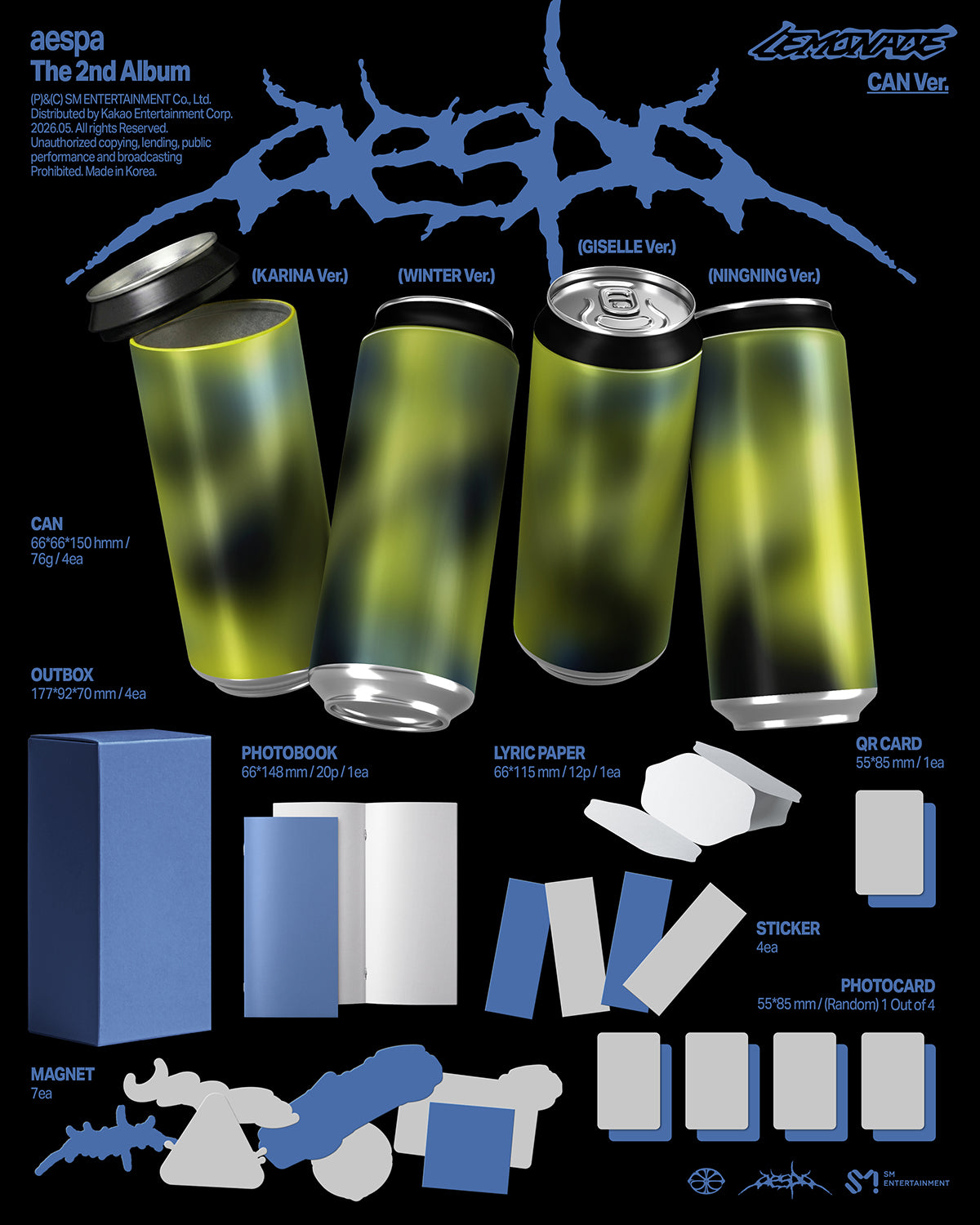 (4 Ver. SET // Pre-Order) aespa - LEMONADE - 2nd Album (CAN Ver.)