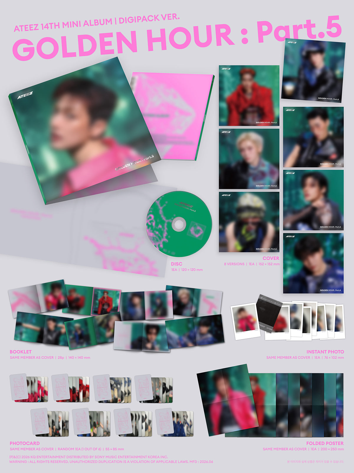 (Pre-Order + POB) ATEEZ - GOLDEN HOUR : Part.5 - Album (Digipack Ver.)