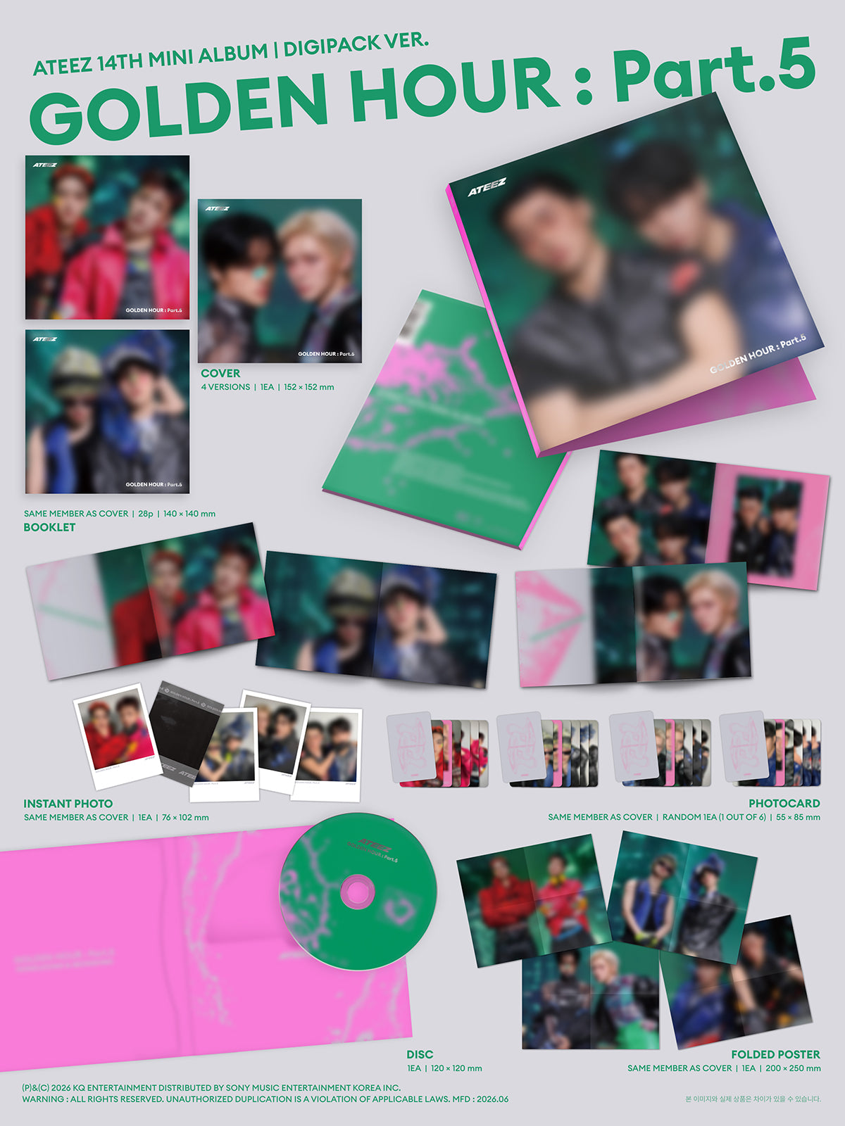 (Pre-Order + POB) ATEEZ - GOLDEN HOUR : Part.5 - Album (Digipack Unit Ver.)
