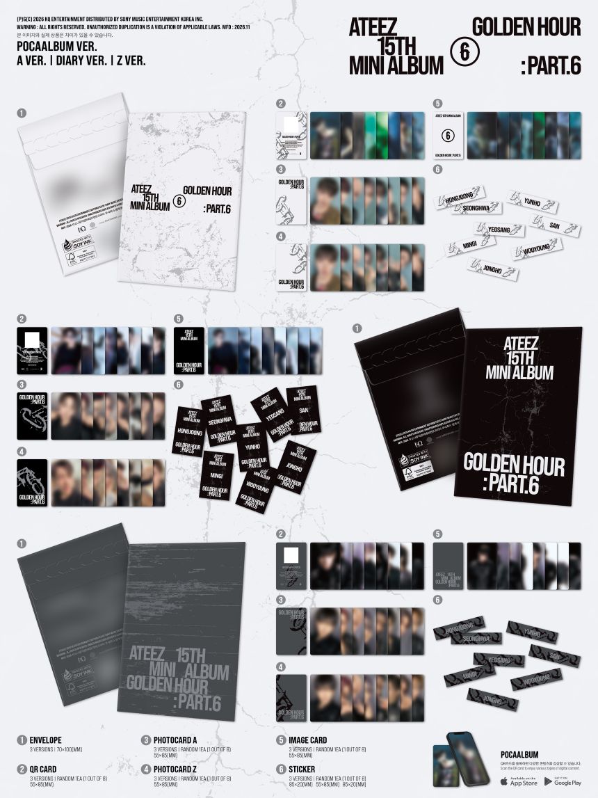 (Pre-Order) ATEEZ - GOLDEN HOUR : Part.6 - 15th Mini Album (POCAALBUM Ver.)