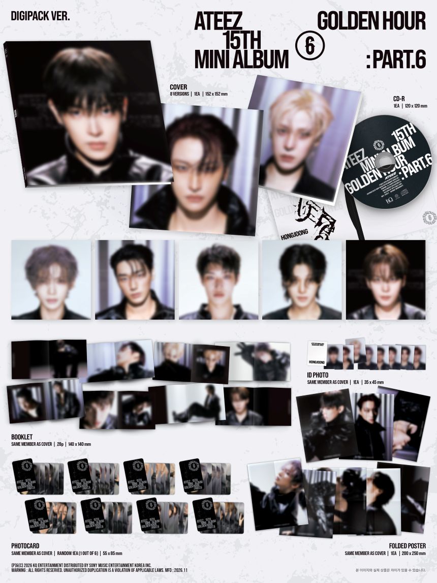 (Pre-Order) ATEEZ - GOLDEN HOUR : Part.6 - 15th Mini Album (Digipack Ver.)