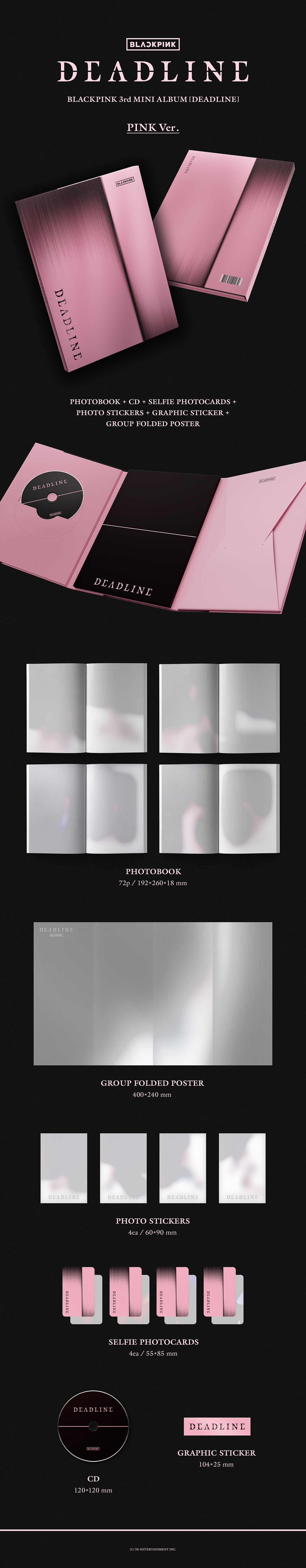 (Pre-Order + POB) BLACKPINK - DEADLINE - 3rd Mini Album (BLACK Ver. PINK Ver.)