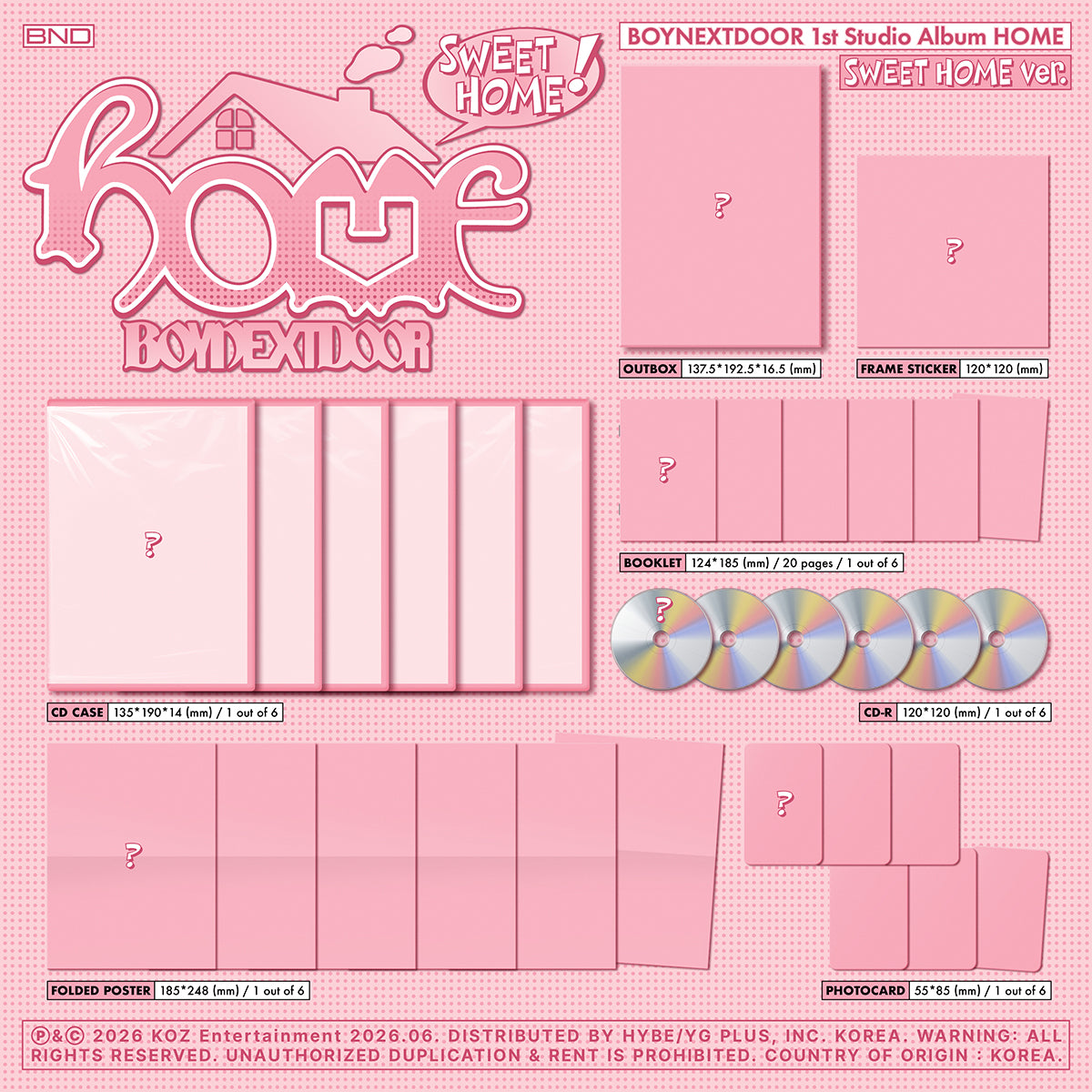 (Pre-Order + POB) BOYNEXTDOOR - HOME - 1st Studio Album (SWEET HOME Ver.)