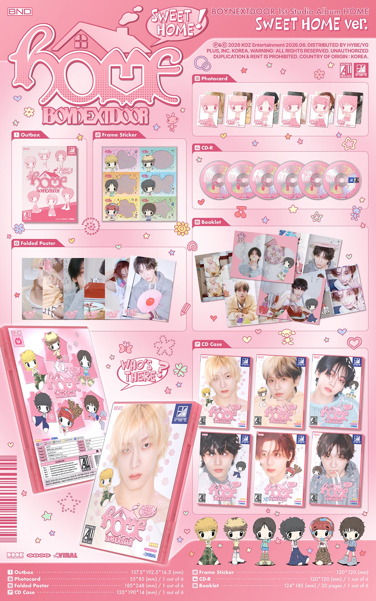 (6 Ver. SET // Pre-Order) BOYNEXTDOOR - HOME - 1st Studio Album (SWEET HOME Ver.)