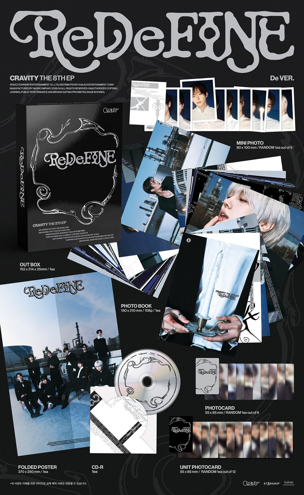 CRAVITY - ReDeFINE - 8th EP Album (De Ver. / Limited)