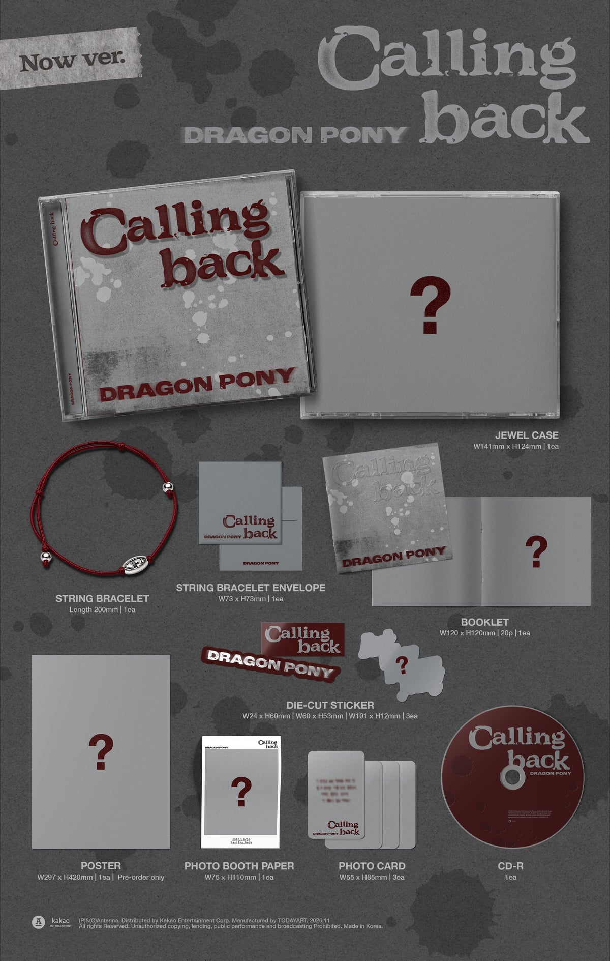 (Pre-Order) DRAGON PONY - Calling back - Single Album (Now Ver.)