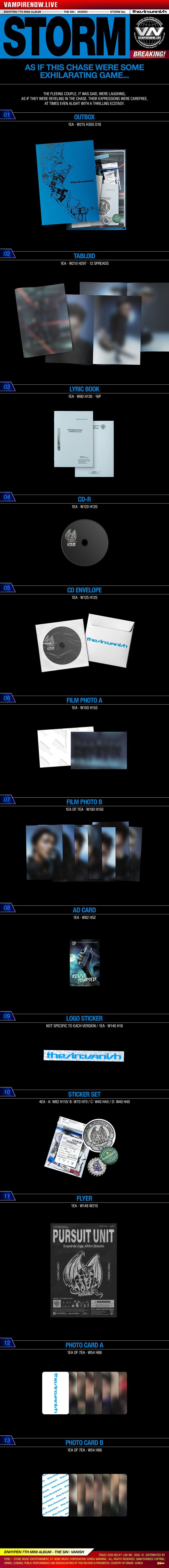 (Pre-Order + POB) ENHYPEN - THE SIN : VANISH - 7th Mini Album (Standard Ver.)