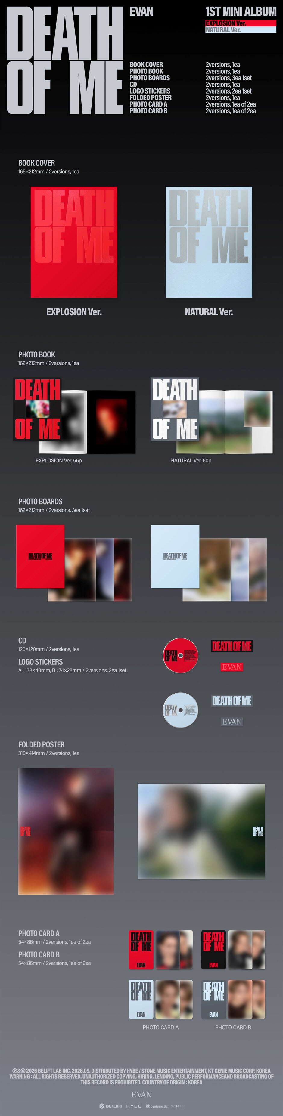 (Pre-Order) EVAN - DEATH OF ME - Album (Standard Ver.)