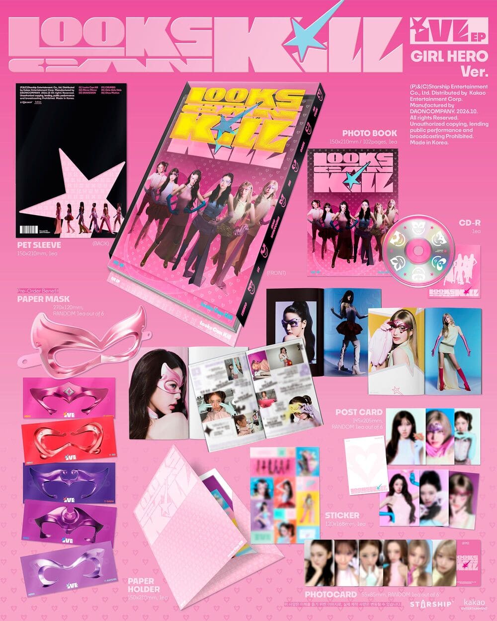 (Pre-Order) IVE - Looks Can Kill - EP Album (Girl Hero Ver.)