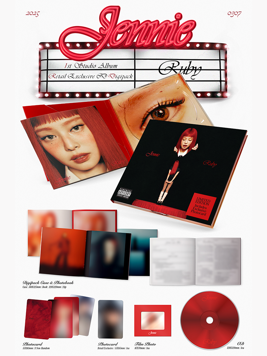 JENNIE (BLACKPINK) - Ruby - 1st Studio Album (LIMITED / K Idol Exclusive Digipak Ver.)