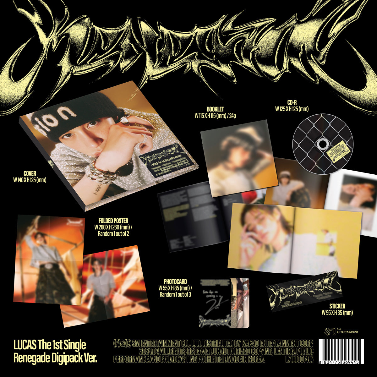 LUCAS - Renegade - 1st Single Album (Digipack Ver.)