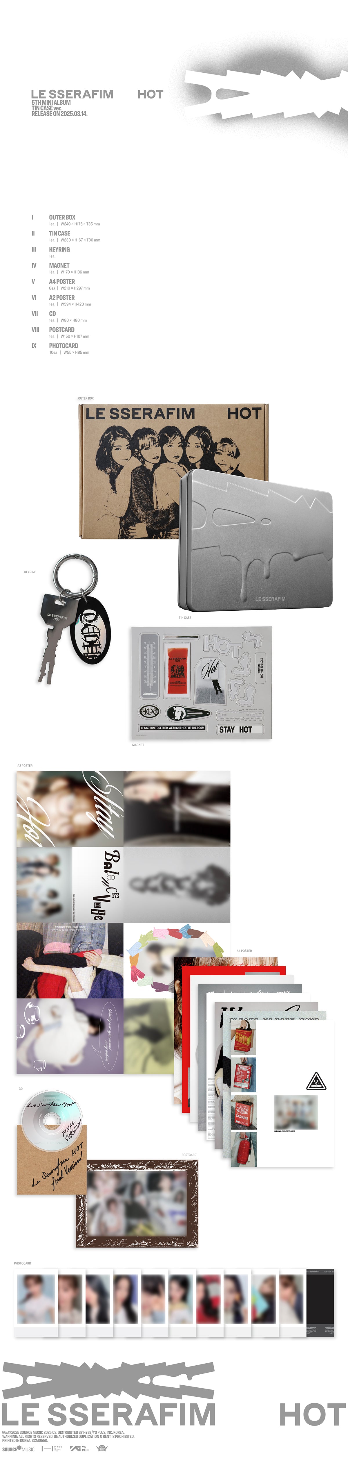 LE SSERAFIM - HOT - 5th Mini Album (Tin Case Ver.)