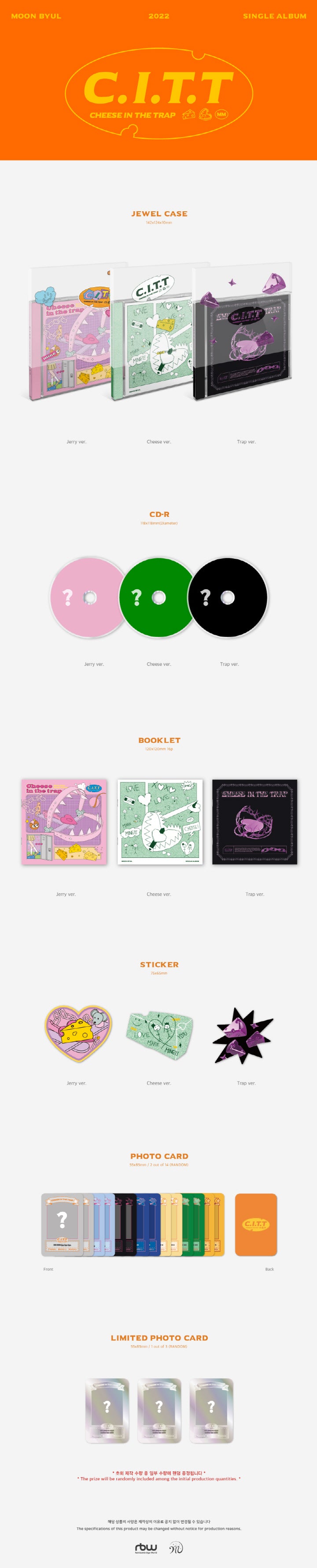 MOON BYUL (Mamamoo) - C.I.T.T (Cheese in the trap) - 2nd Single Album (Cheese Ver.)