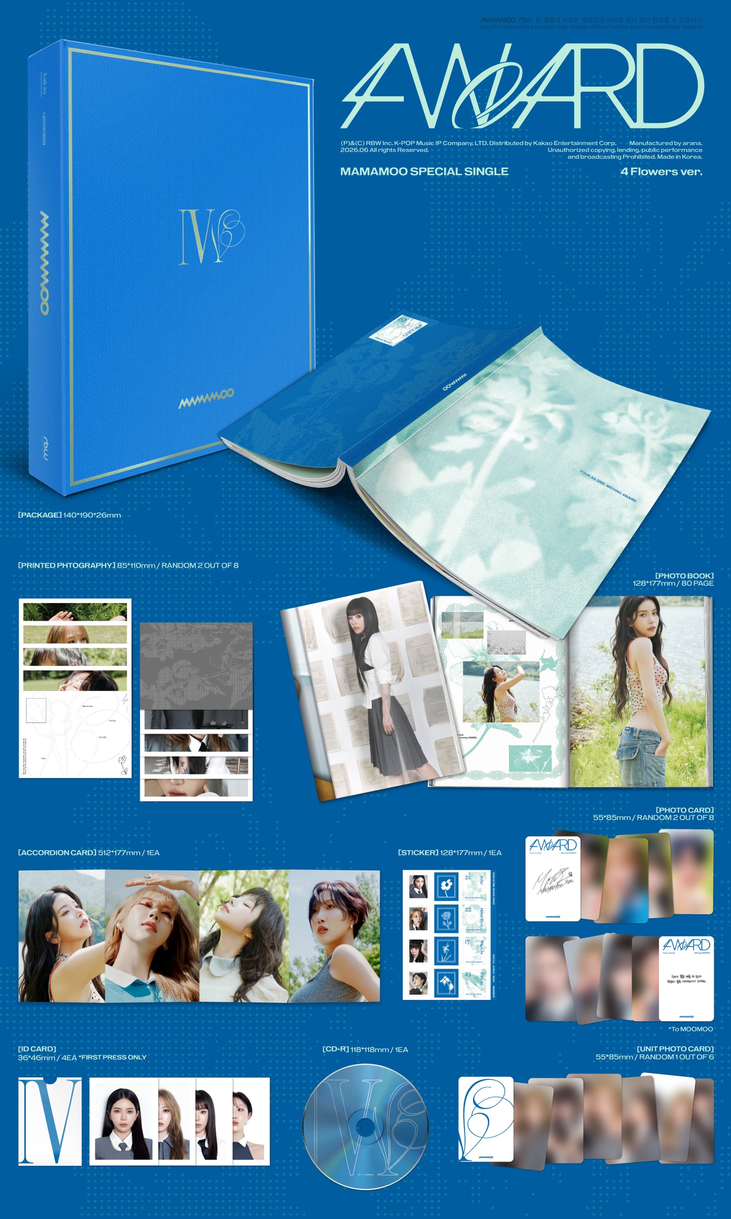 (Pre-Order + POB) MAMAMOO - 4WARD - Special Single (4 Flowers Ver.)