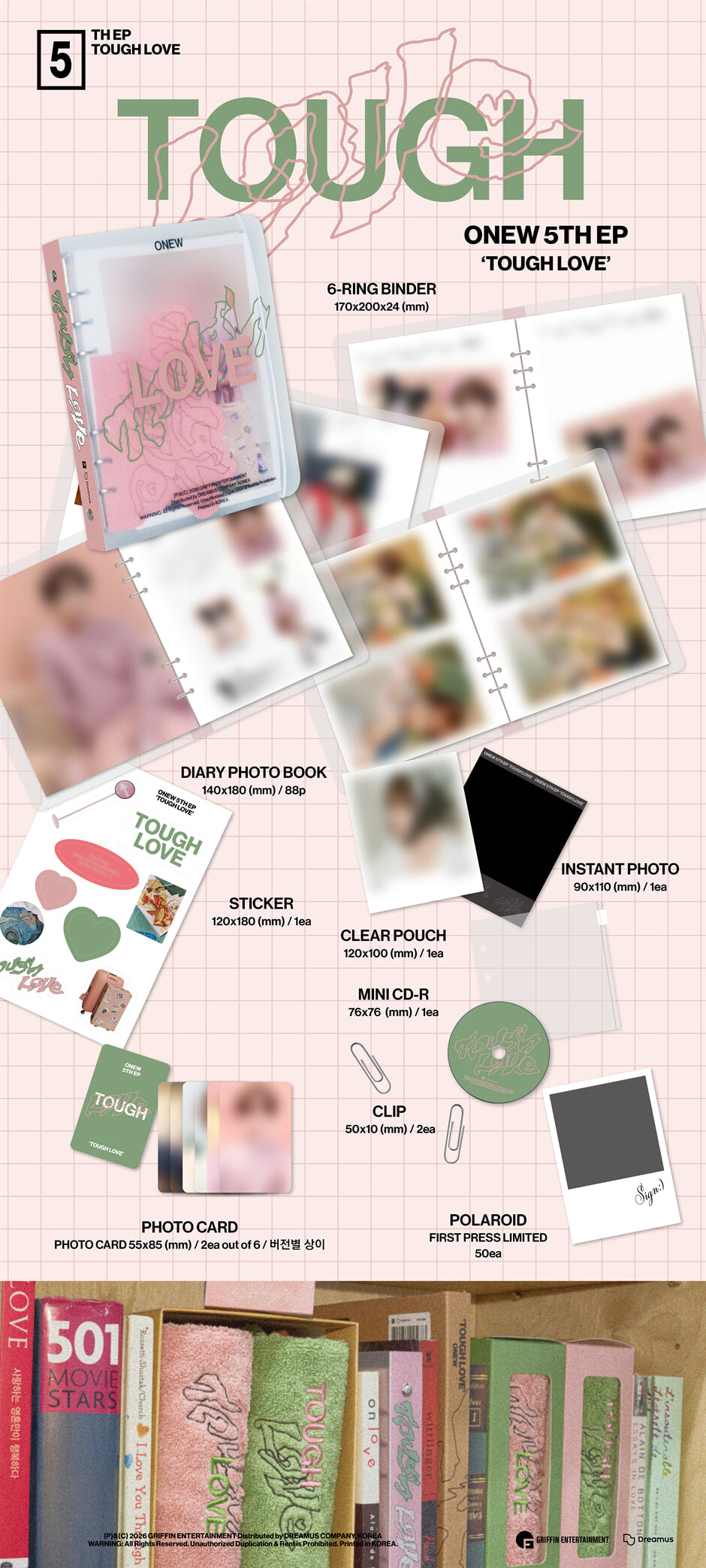 (Pre-Order + POB) ONEW (SHINee) - TOUGH LOVE - 5th Mini Album (Note Ver.)