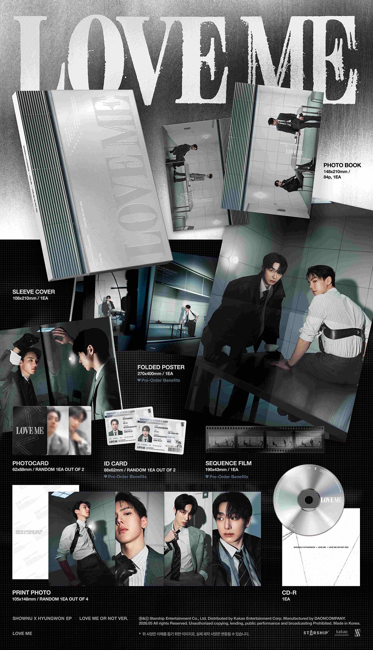 (Pre-Order) SHOWNU X HYUNGWON (MONSTA X) - LOVE ME - EP Album (LOVE ME OR NOT Ver.)