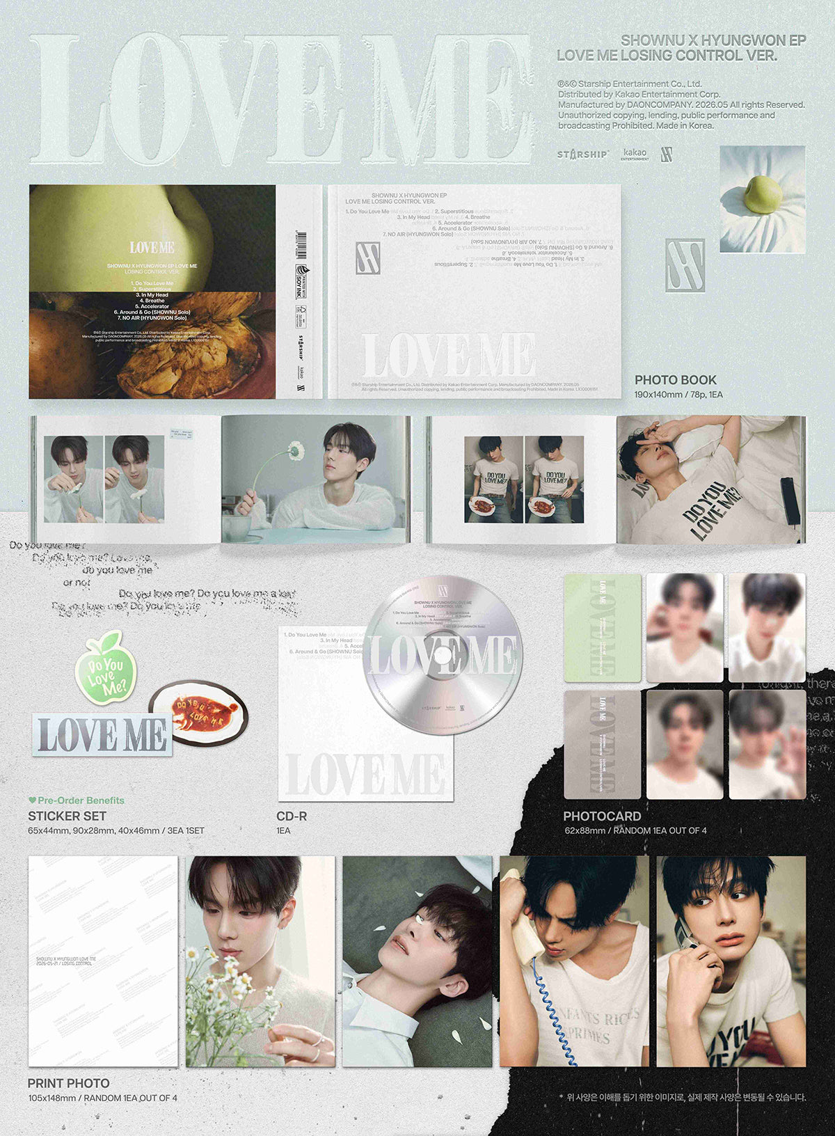 (Pre-Order) SHOWNU X HYUNGWON (MONSTA X) - LOVE ME - EP Album (LOSING CONTROL Ver.)