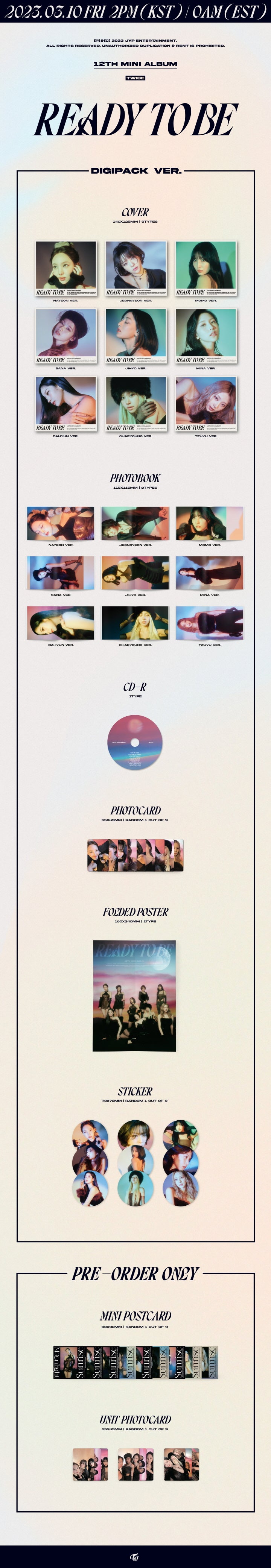 TWICE - READY TO BE - 12th Mini Album (Digipack Ver.)