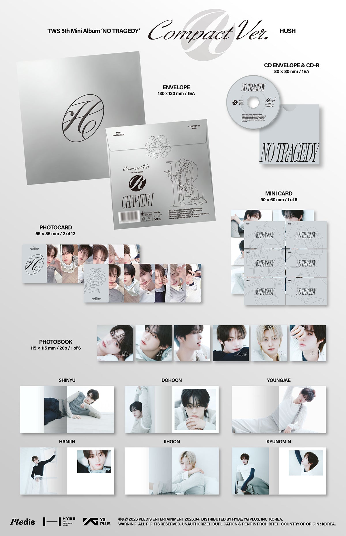 (Pre-Order + POB) TWS - NO TRAGEDY - 5th Mini Album (Compact Ver.) (HUSH)