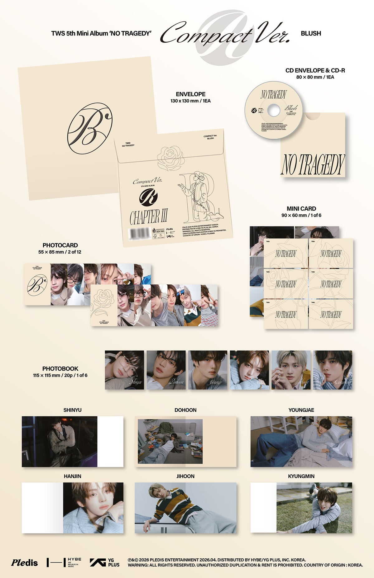 TWS - NO TRAGEDY - 5th Mini Album (Compact Ver.) (BLUSH)