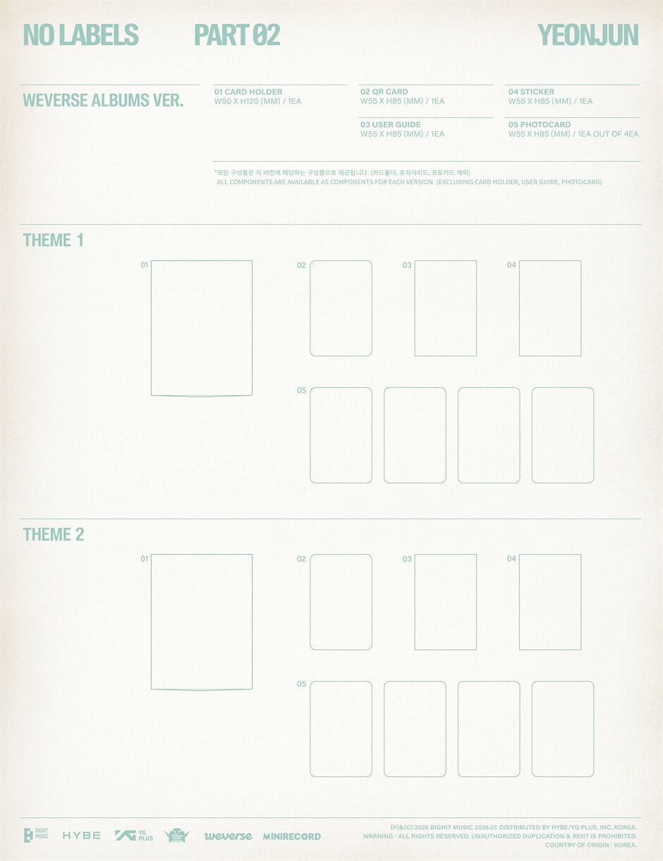 (Pre-Order) YEONJUN (TXT) - NO LABELS : PART 02 - Album (Weverse Albums Ver.)