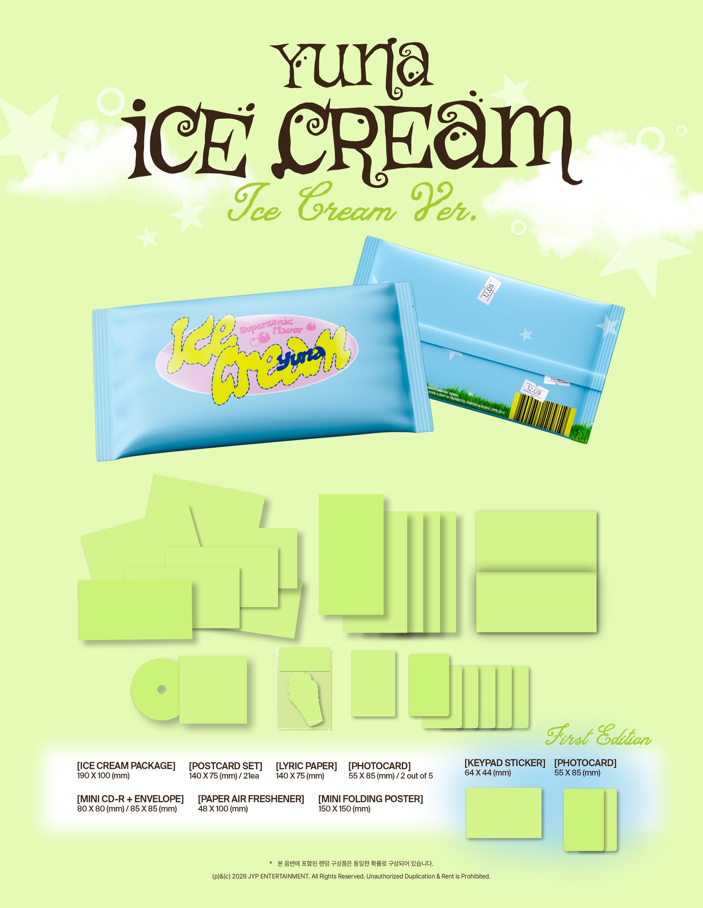 (Pre-Order + POB) YUNA (ITZY) - Ice Cream - Album (Ice Cream Ver.)