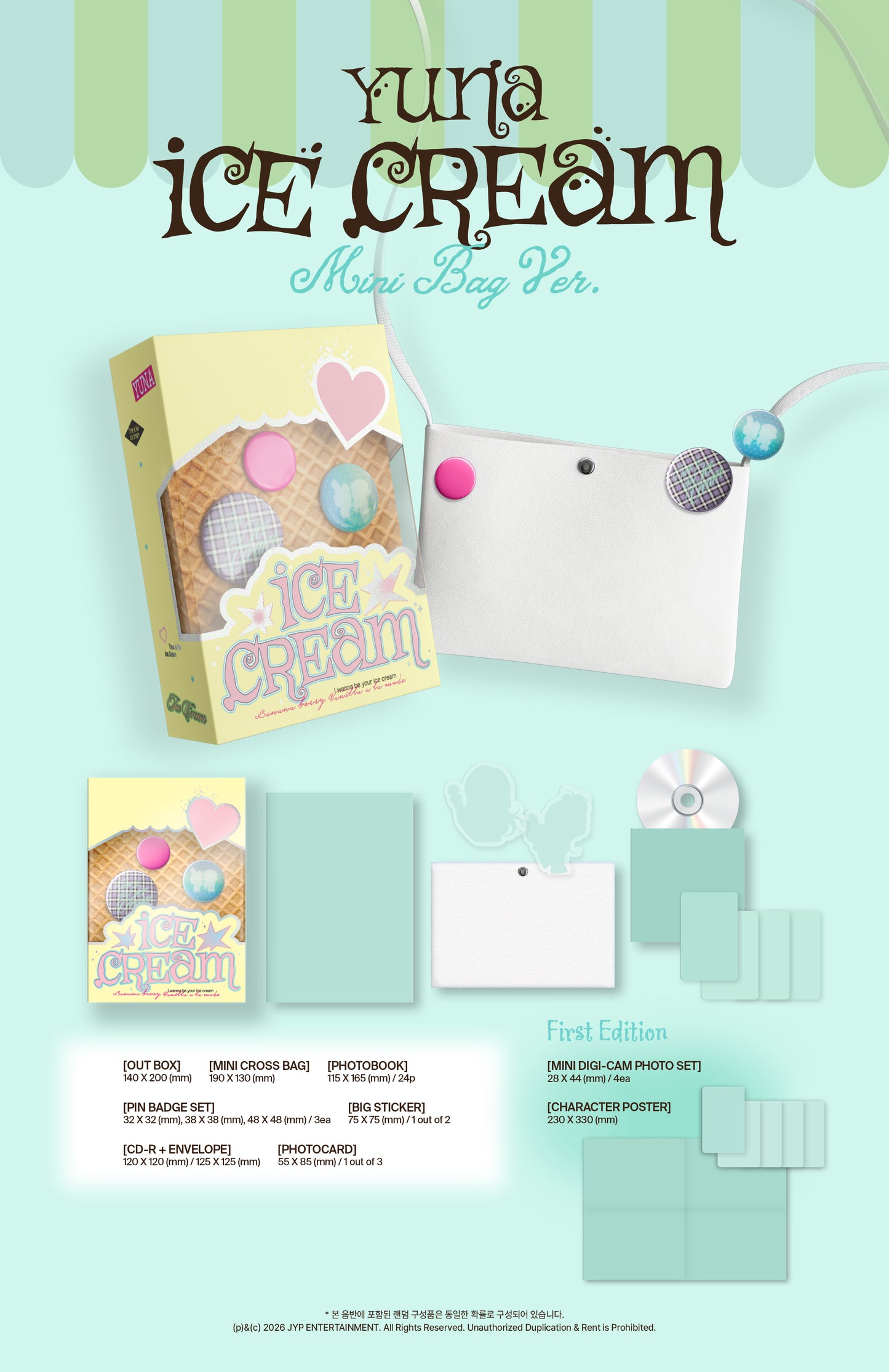 (Pre-Order + POB) YUNA (ITZY) - Ice Cream - Album (Mini Bag / MD Ver.)