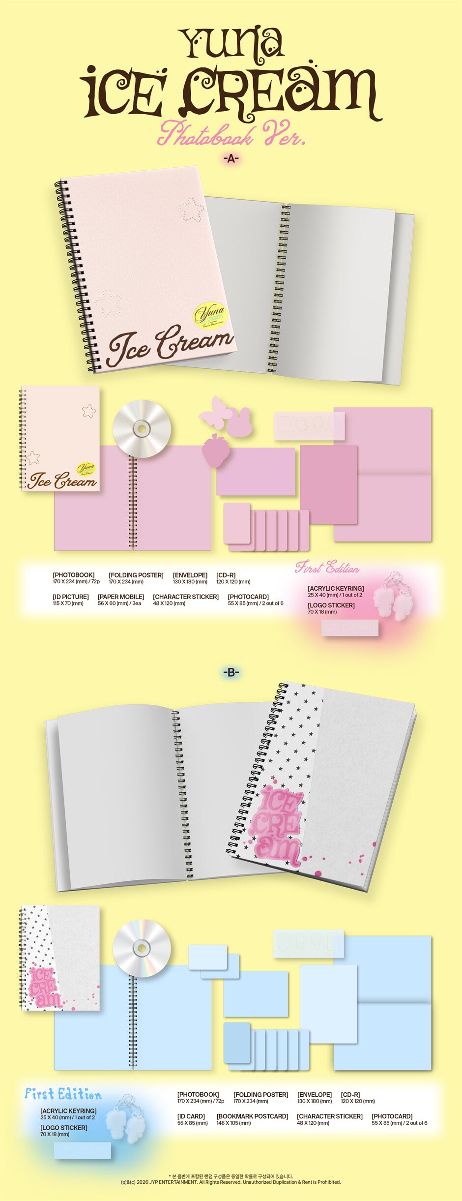 (2 Ver. SET // Pre-Order + POB) YUNA (ITZY) - Ice Cream - Album (Photobook Ver.)