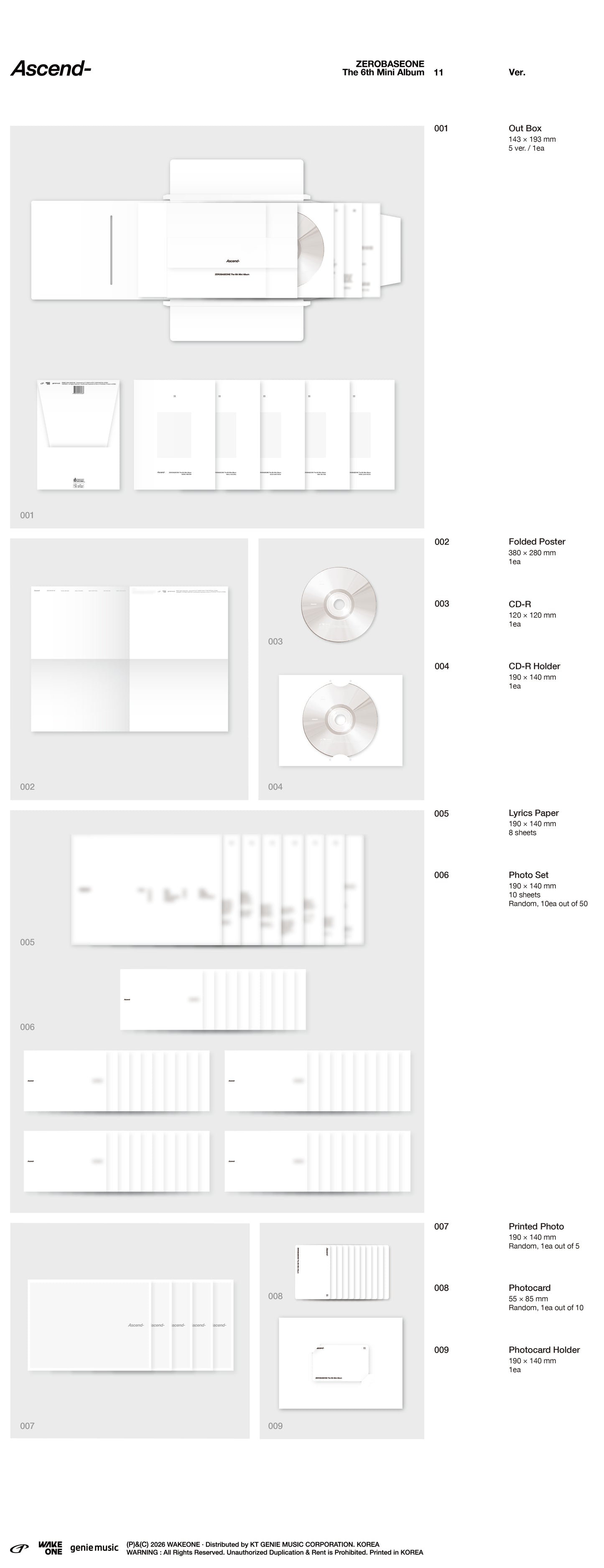 (5 Ver. SET // Pre-Order) ZEROBASEONE - Ascend- - 6th Mini Album (11 Ver.)