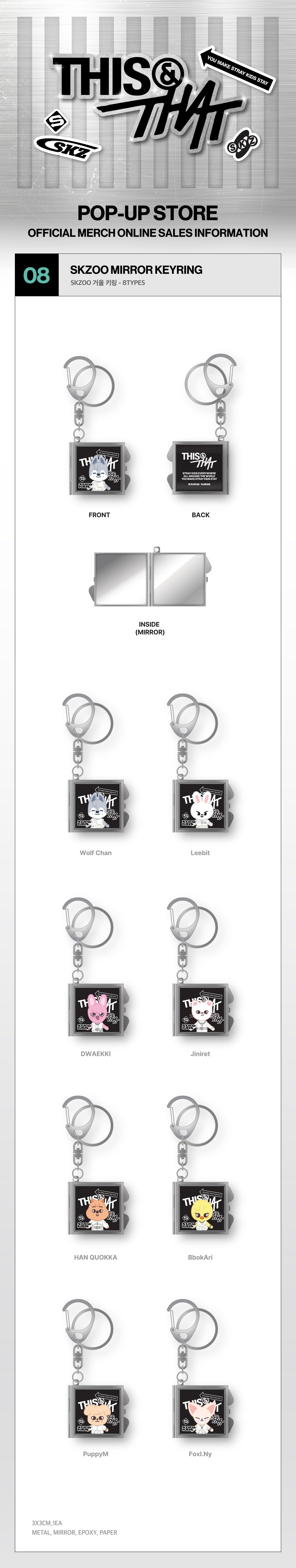 (Pre-Order) Stray Kids - THIS & THAT POP-UP STORE MD - SKZOO Mirror Keyring