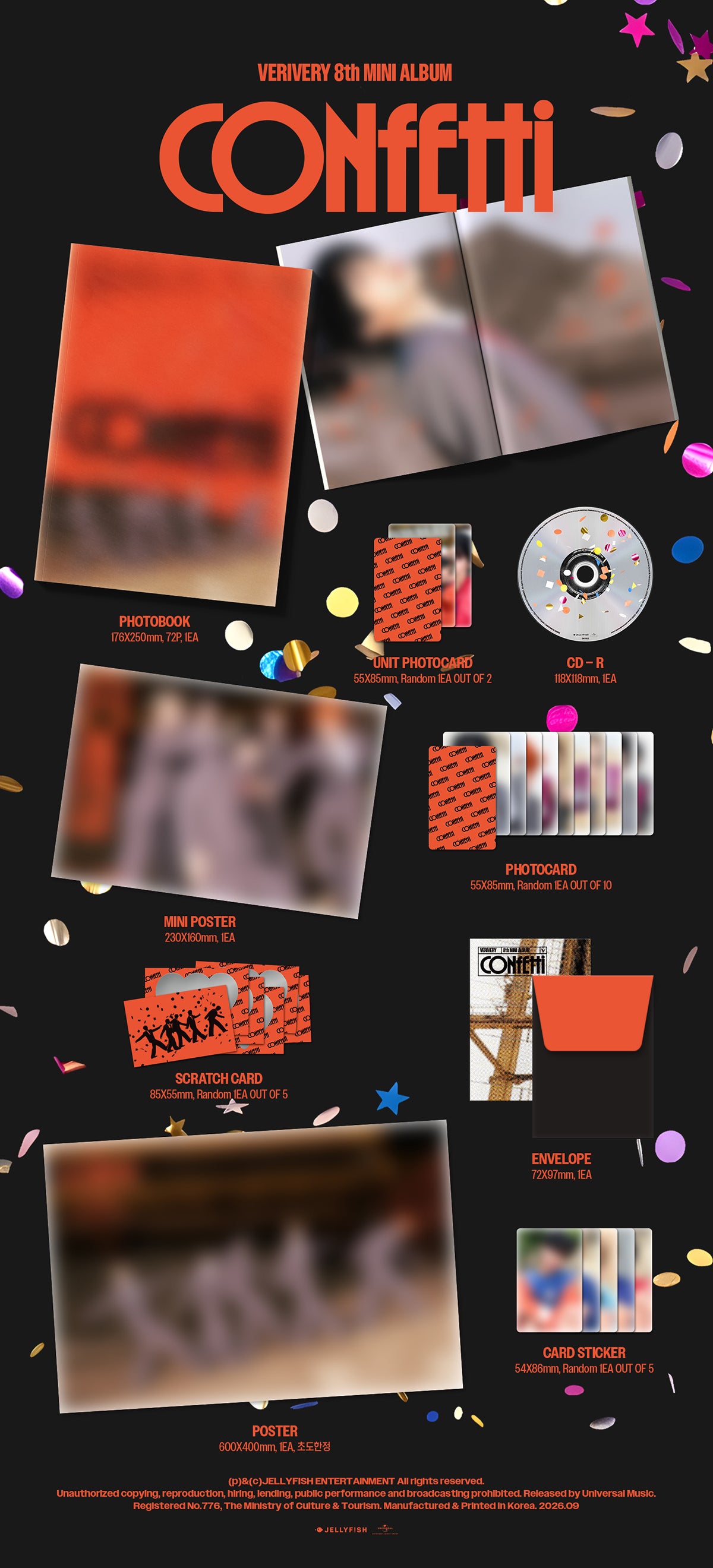 (Pre-Order + EUROPE SIGNED ALBUM EVENT) VERIVERY - CONFETTI - 8th Mini Album (PHOTOBOOK Ver.)