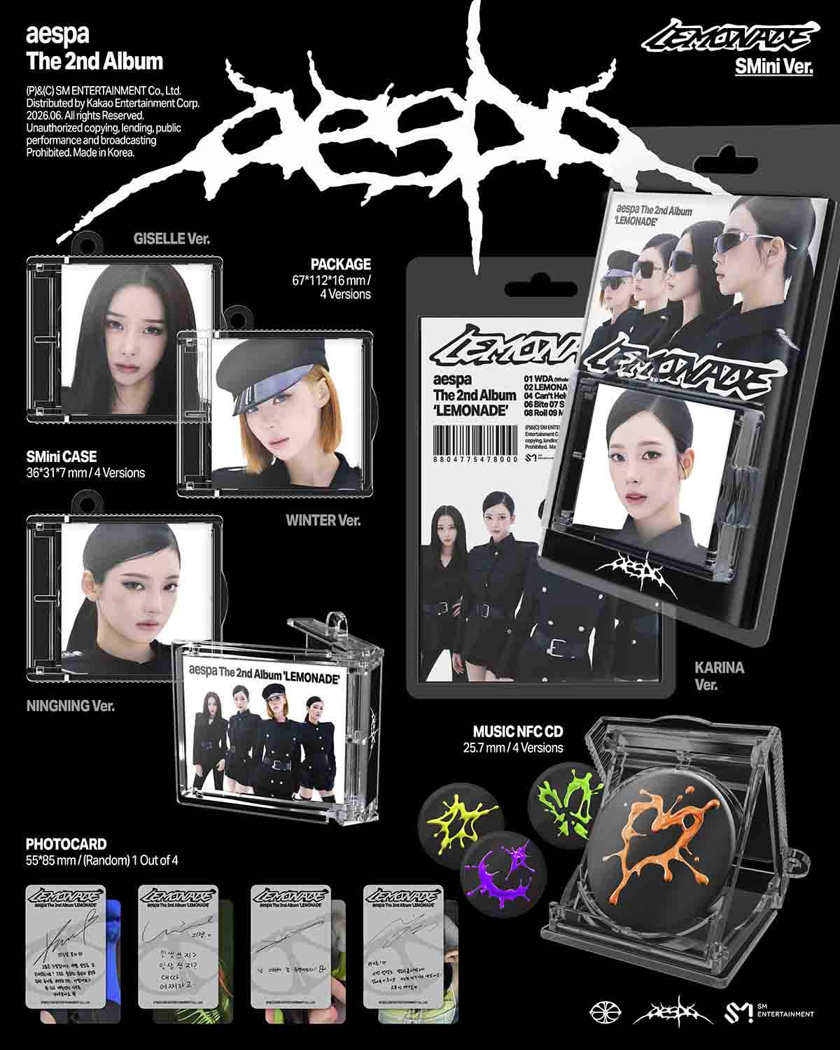(Pre-Order) aespa - LEMONADE - 2nd Album (SMini Ver.)