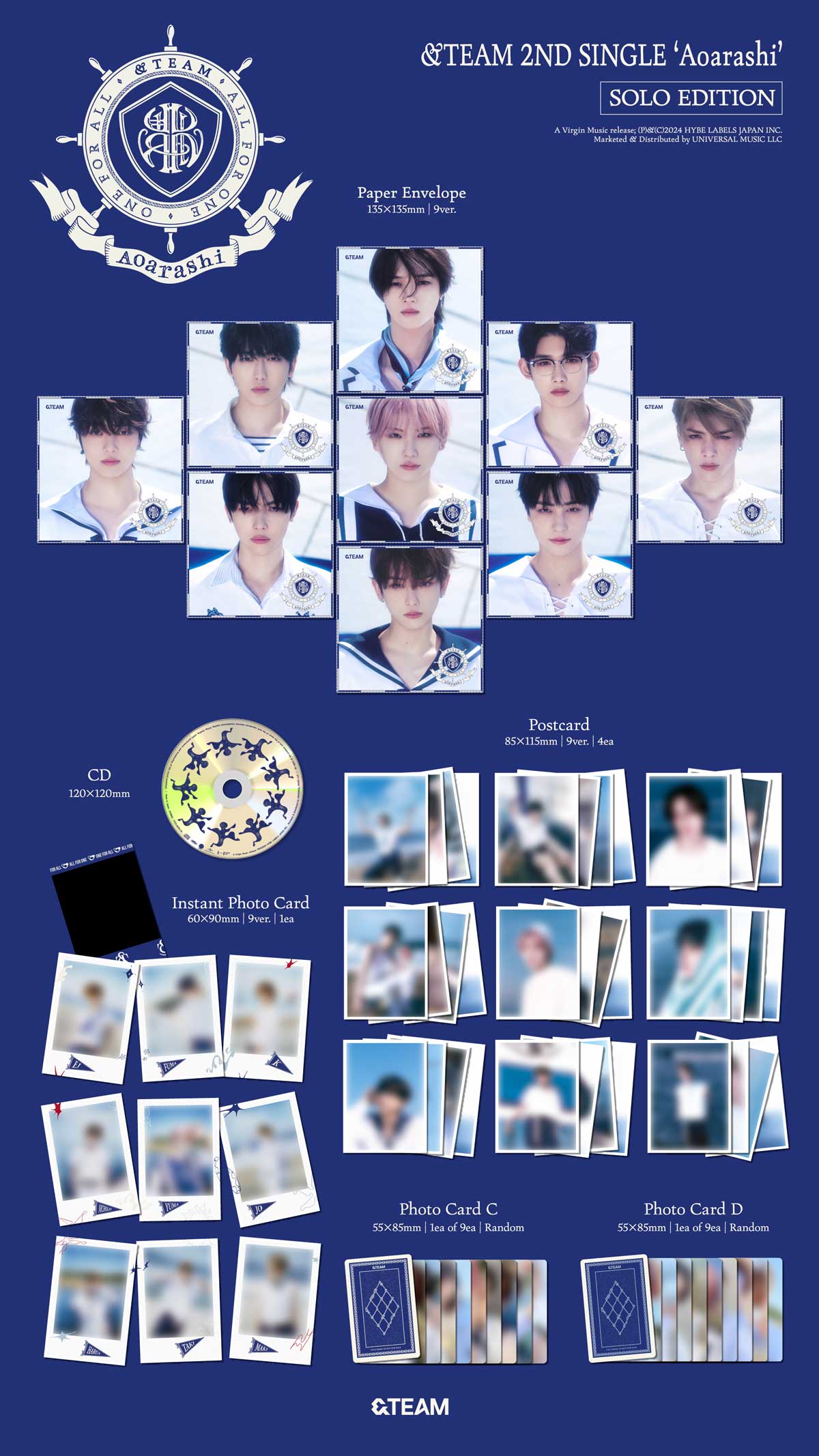 &TEAM - Aoarashi - 2nd Single Album (Solo Edition / JO Ver.)