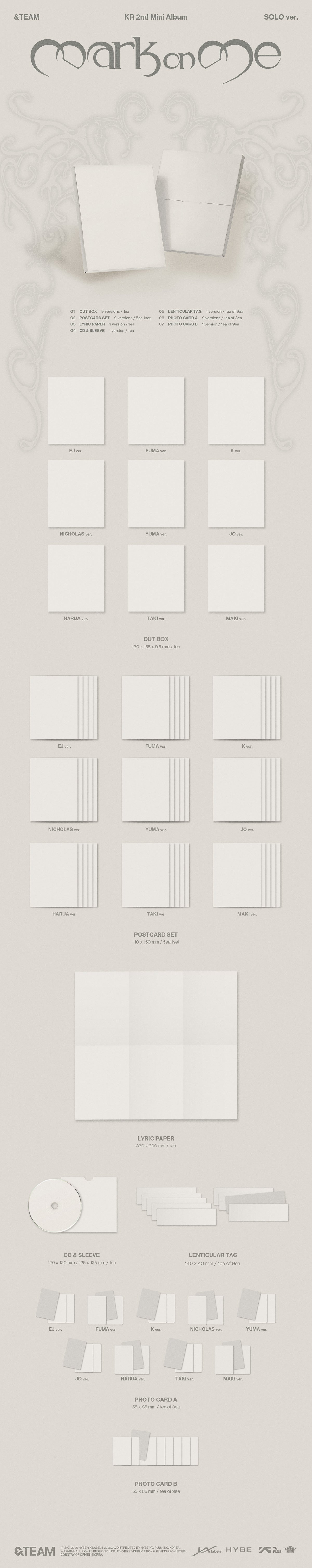 (Pre-Order) &TEAM - Mark on Me - KR 2nd Mini Album (Solo Ver.)