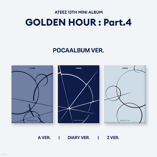 (3 Ver. SET // Pre-Order + POB) ATEEZ - GOLDEN HOUR : Part.4 - 13th Mini Album (POCAALBUM Ver.)