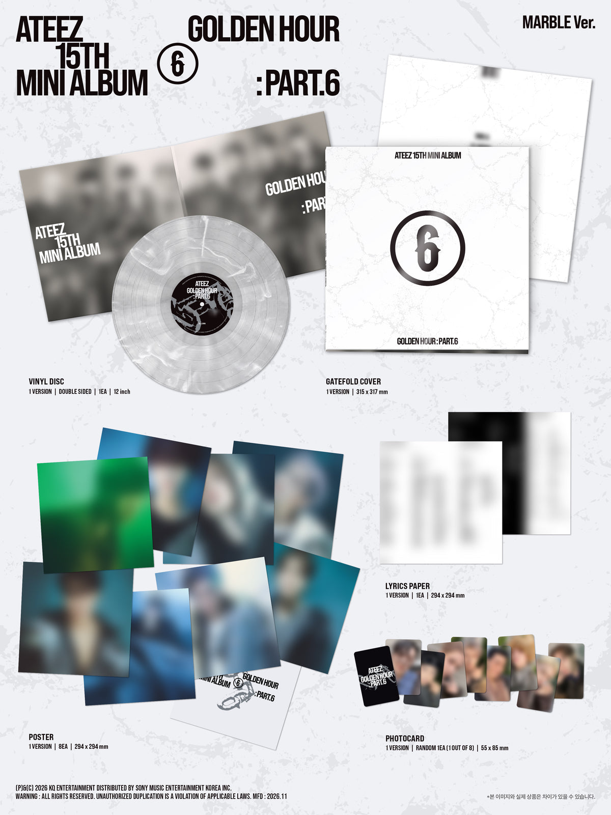 (Pre-Order) ATEEZ - GOLDEN HOUR : Part.6 - Album (Marble Ver.)