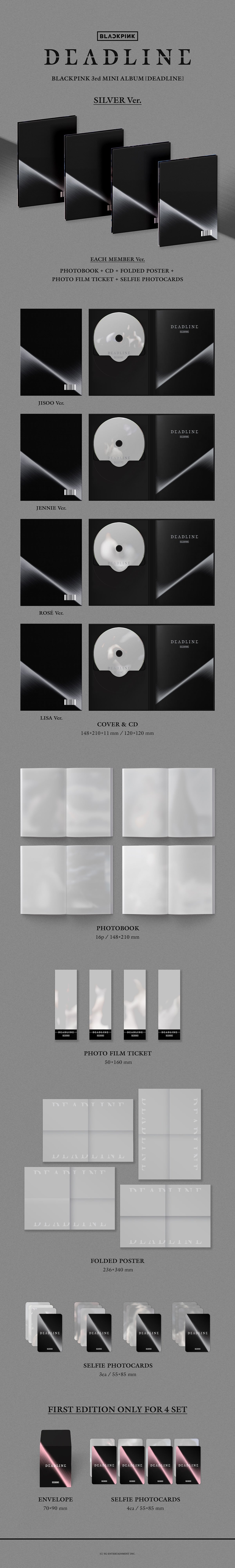 (Pre-Order + POB) BLACKPINK - DEADLINE - 3rd Mini Album (SILVER Ver.)