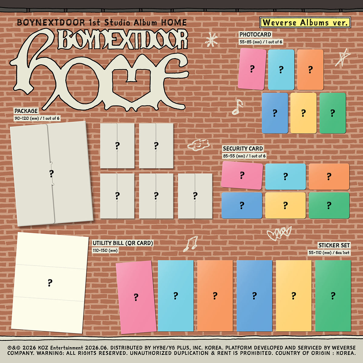 (6 Ver. SET // Pre-Order) BOYNEXTDOOR - HOME - 1st Studio Album (Weverse Albums Ver.)