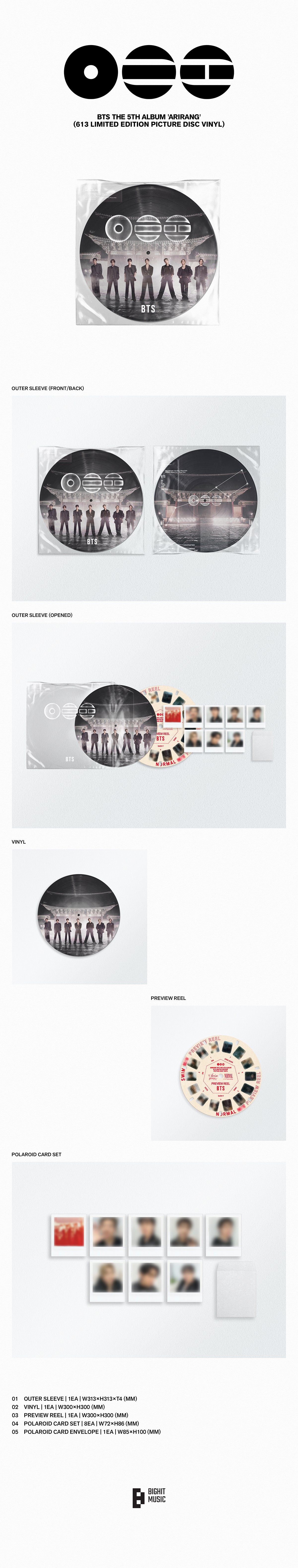 (Pre-Order) BTS - ARIRANG - 5th Full Album (613 Limited Edition Picture Disc Vinyl Ver.)