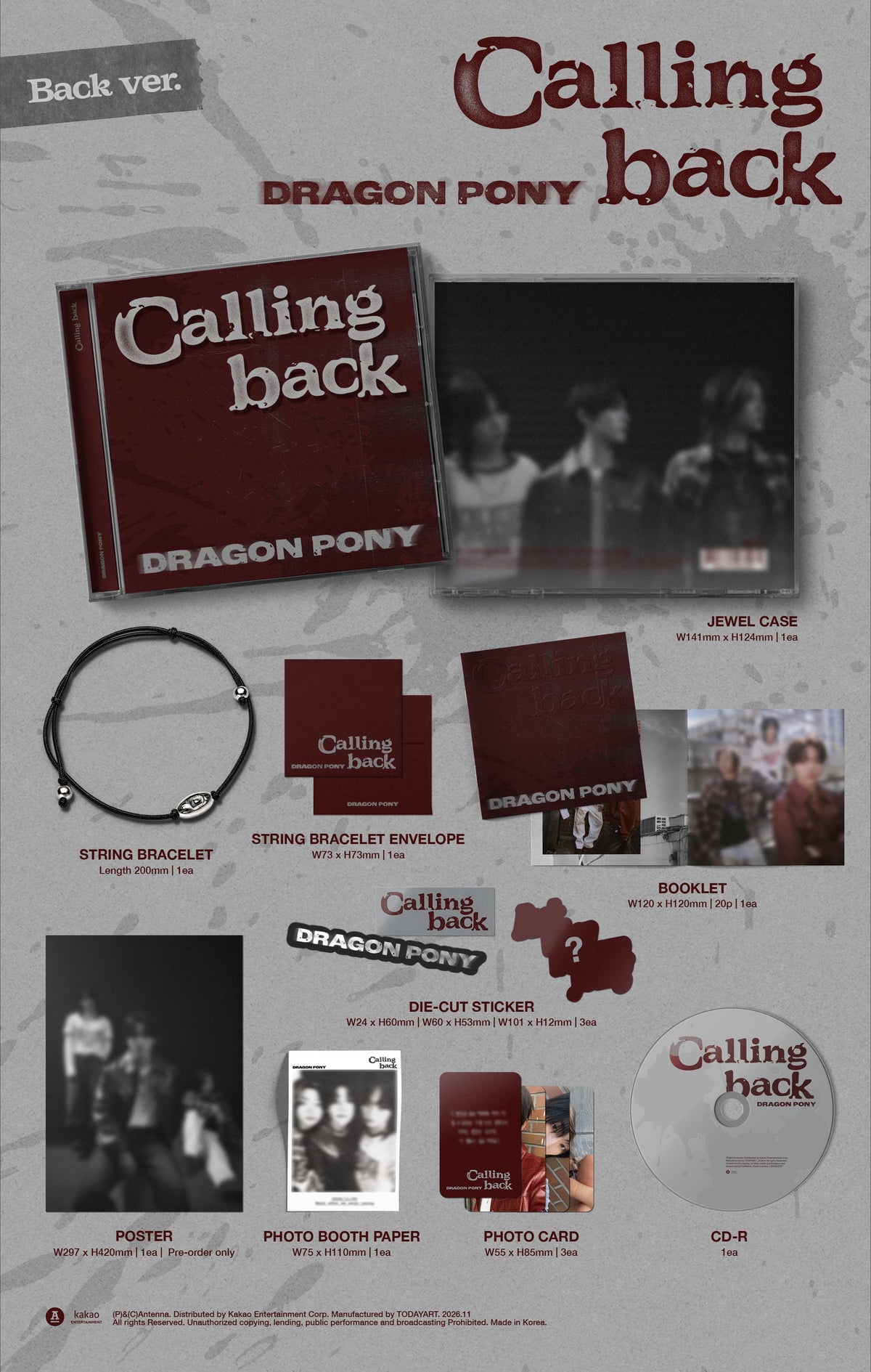 (Pre-Order) DRAGON PONY - Calling back - Single Album (Back Ver.)