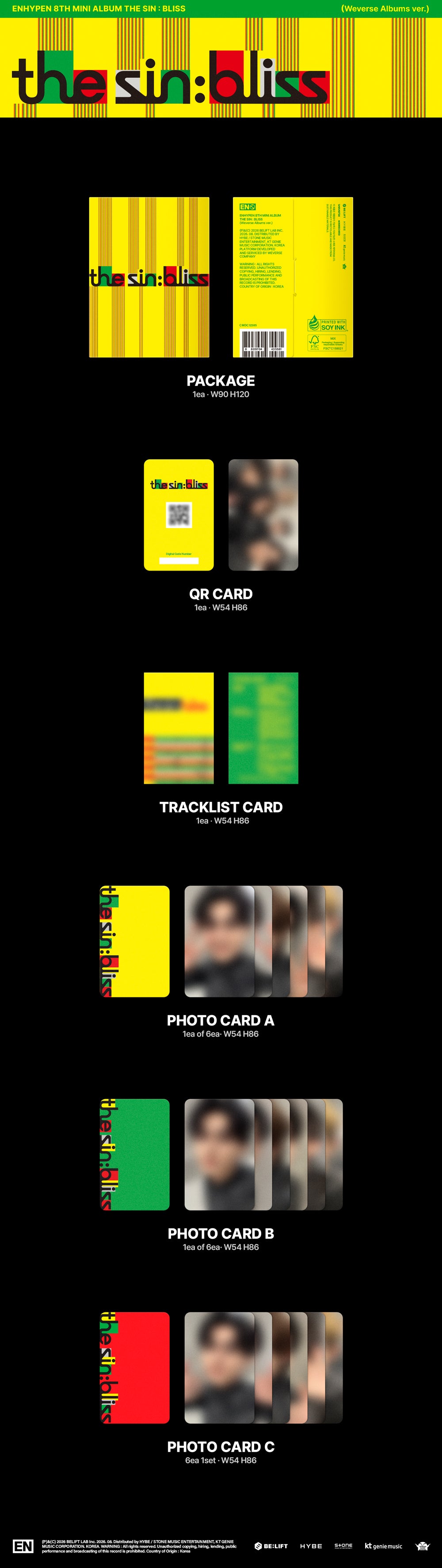 (Pre-Order) ENHYPEN - THE SIN : BLISS - Album (Weverse Albums Ver.)