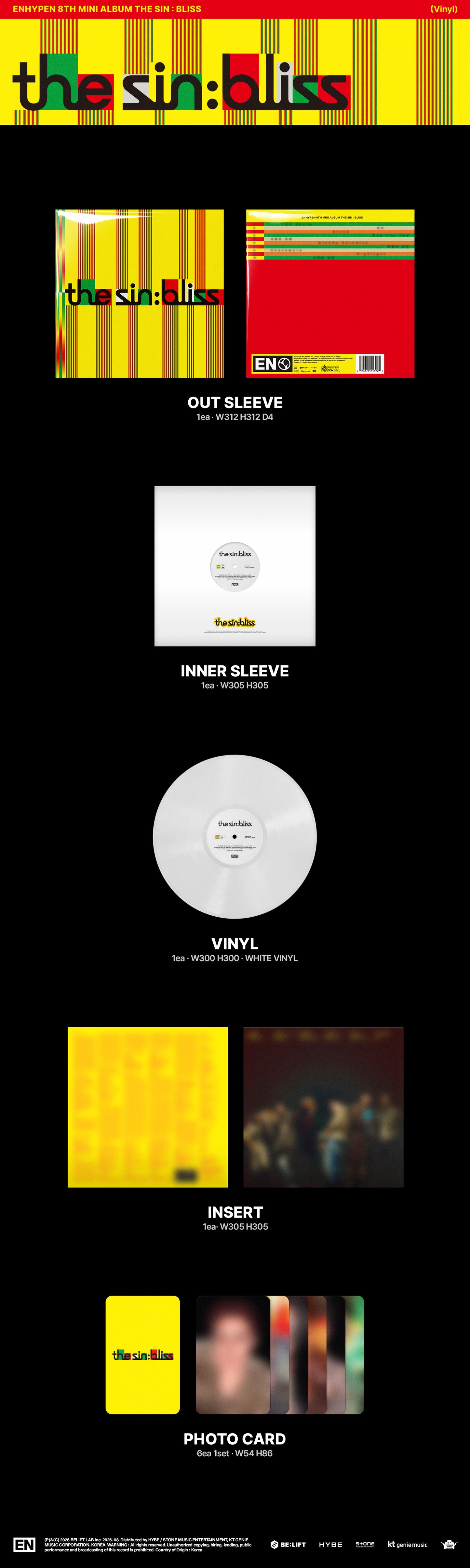 (Pre-Order) ENHYPEN - THE SIN : BLISS - Album (Vinyl Ver.)