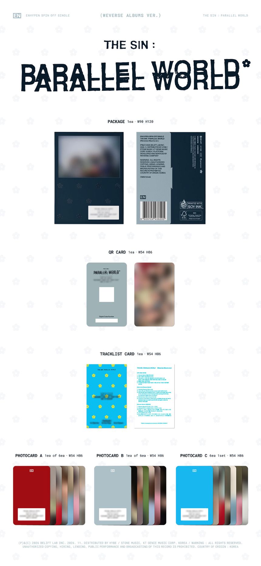 (Pre-Order) ENHYPEN - THE SIN : PARALLEL WORLD - Album (Weverse Albums Ver.)