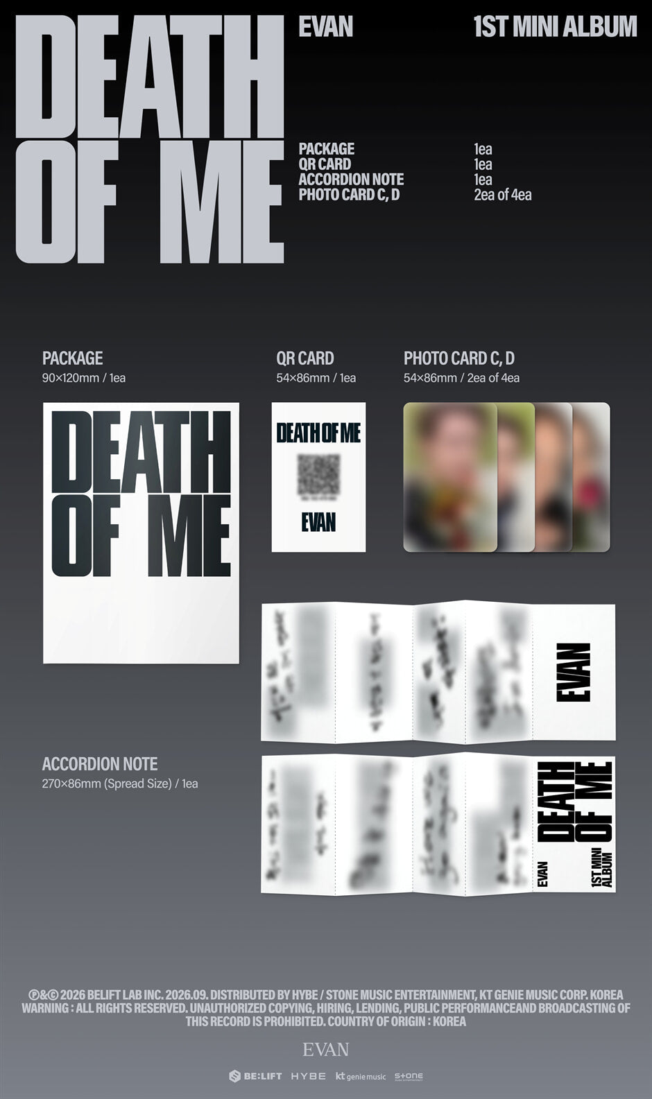 (Pre-Order) EVAN - DEATH OF ME - Album (Weverse Albums Ver.)