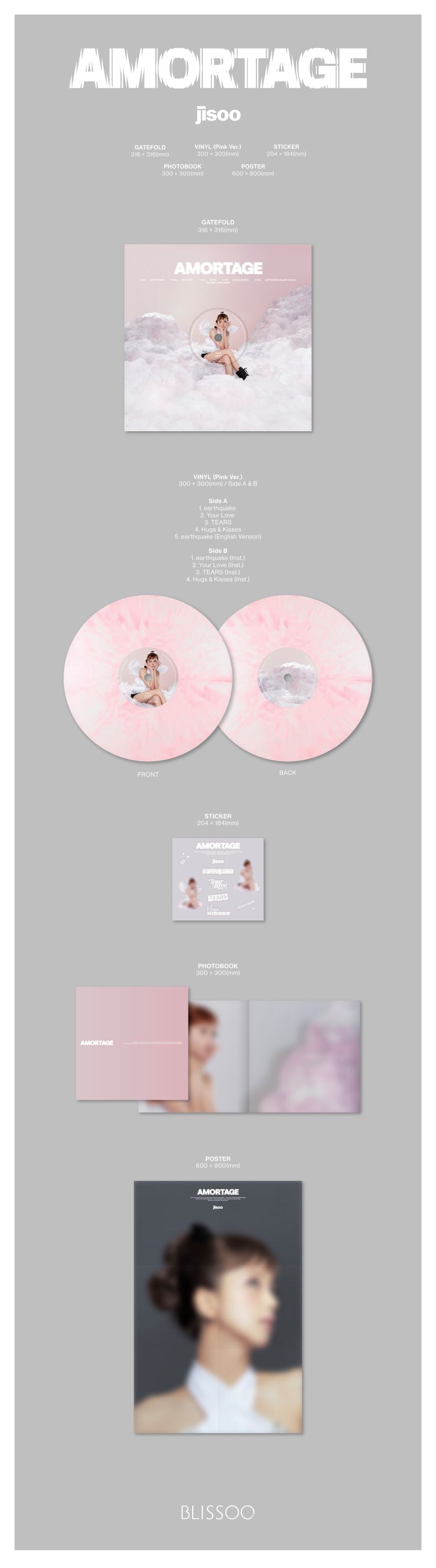 JISOO (BLACKPINK) - AMORTAGE - Album Vinyl (Pink Ver.)