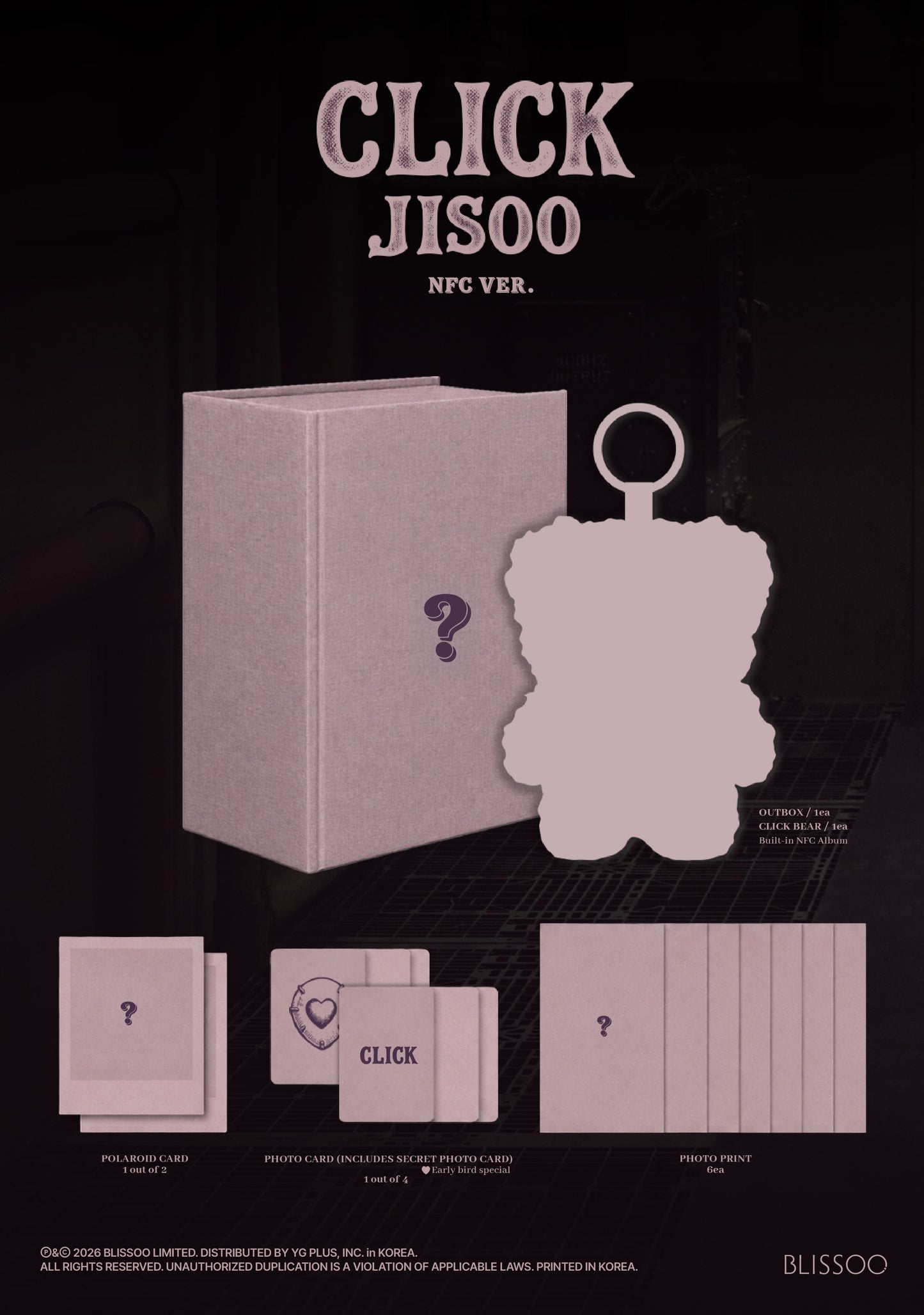 (Pre-Order) JISOO (BLACKPINK) - CLICK - Single Album (CLICK BABY BEAR NFC Ver.)