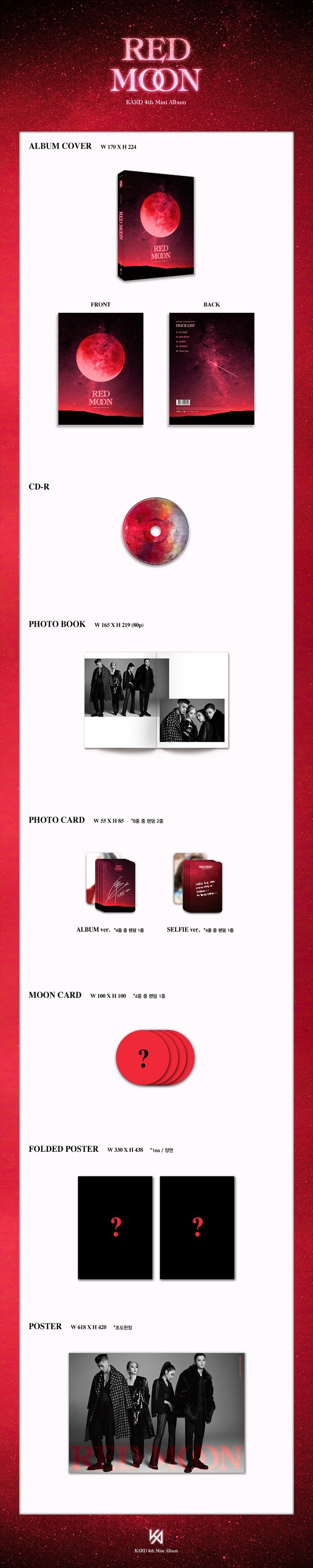 (Pre-Order + EUROPE SIGNED ALBUM EVENT) KARD - RED MOON - 4th Mini Album