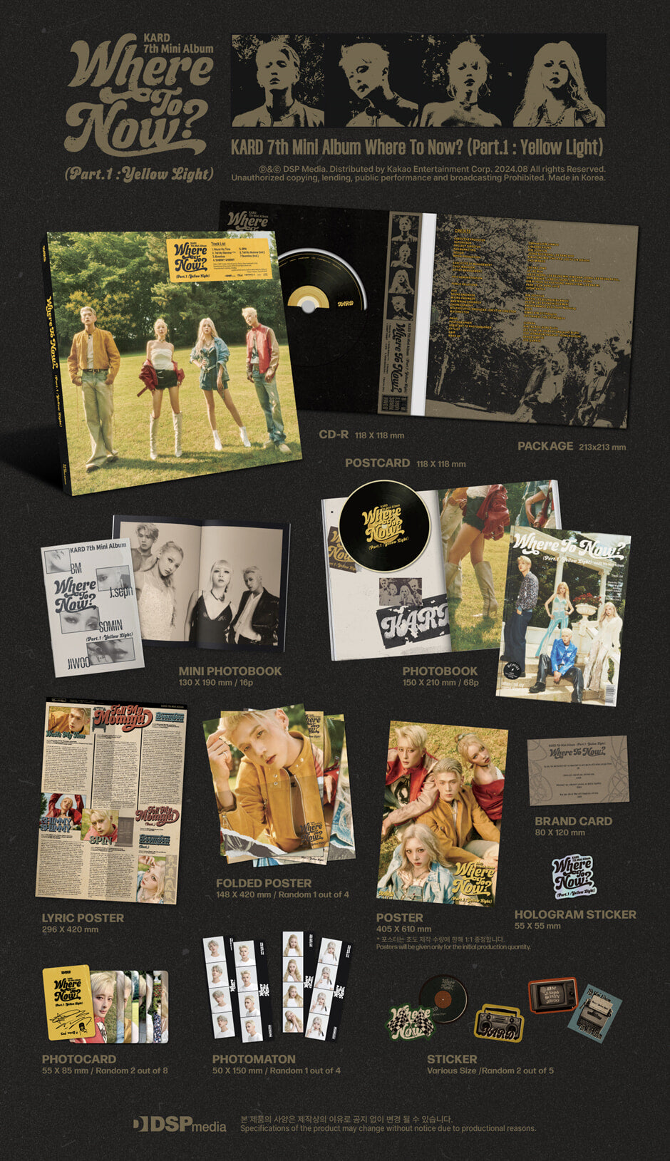 (Pre-Order + EUROPE SIGNED ALBUM EVENT) KARD - Where To Now? (Part.1 : Yellow Light) - 7th Mini Album
