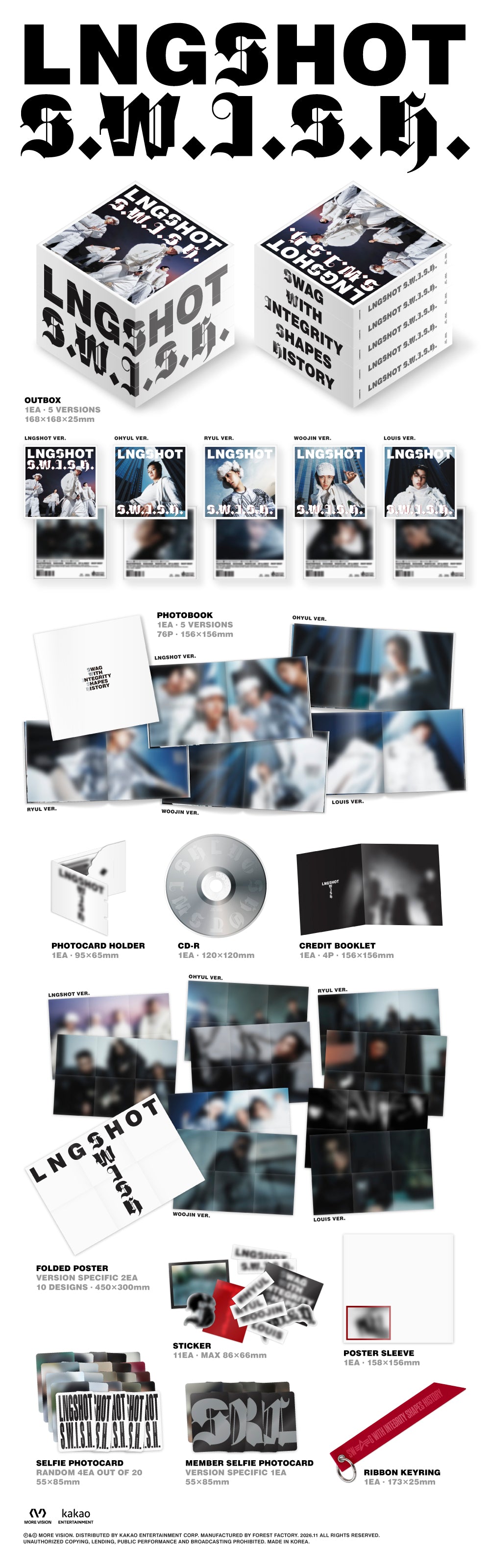 (5 Ver. SET // Pre-Order) LNGSHOT - S.W.I.S.H. - EP Album (Standard Ver.)