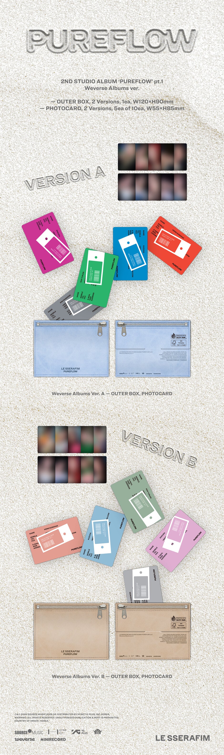 (Pre-Order) LE SSERAFIM - 'PUREFLOW' pt.1 - 2nd Studio Album (Weverse Albums Ver.)